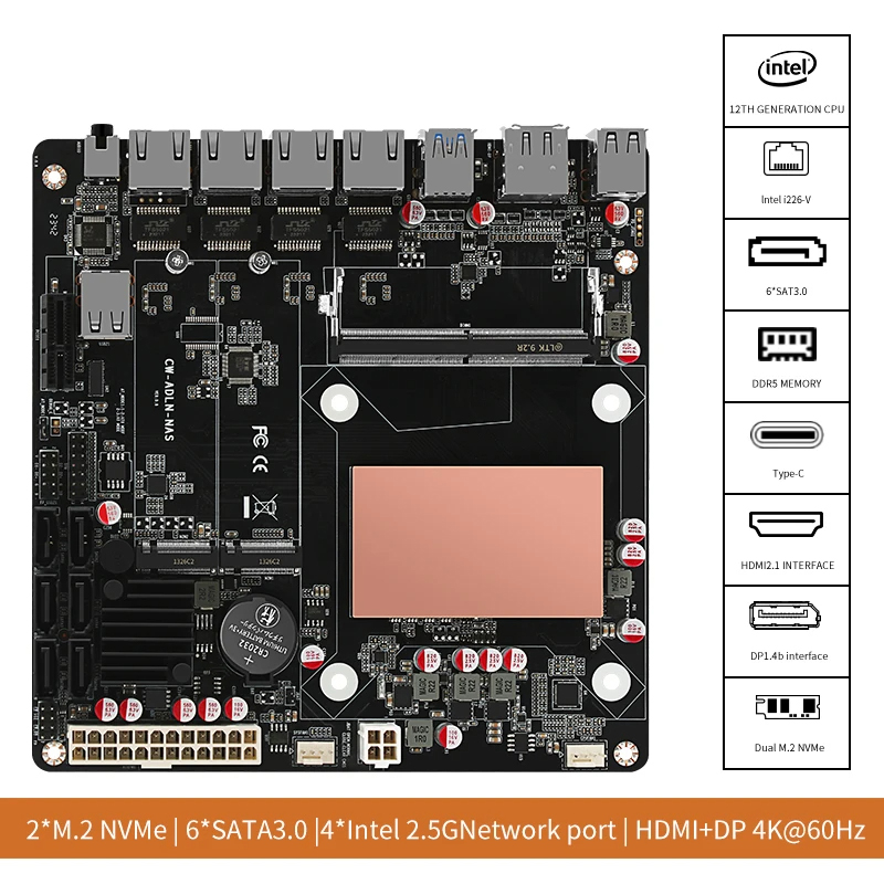 Nas Motherboard N100 6 Sata - Placa Base NAS N100/N150 de 6