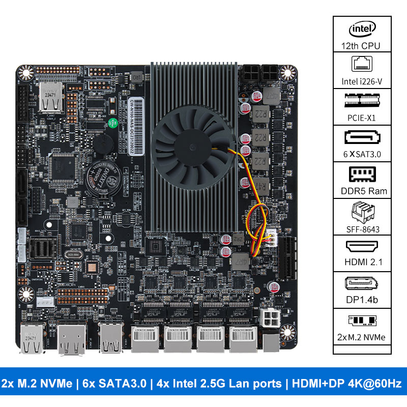 Nas Motherboard N100 6 Sata - Placa Base N100 Nas con 2xm.2