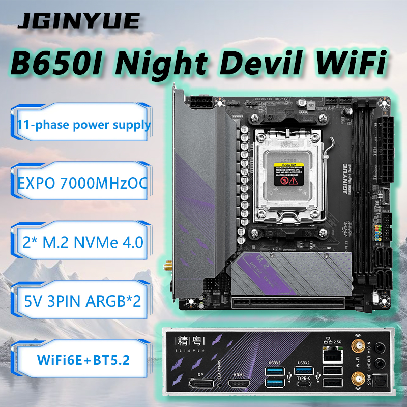 B650 Itx Motherboard Wifi - Placa base JGINYUE B650I Night Devil