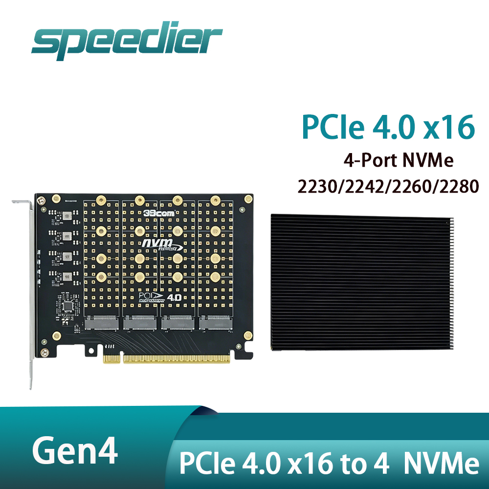 Quad M.2 Nvme Pcie Bifurcation Card - Tarjeta Adaptadora PCIe 4.0 X16 a