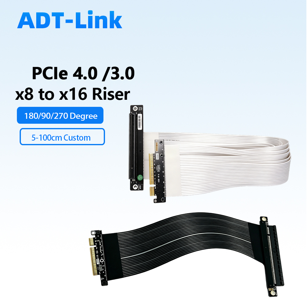 Pcie 4.0 X16 Riser Cable 90 Degree - Cable adaptador plano personalizado ADT-Link PCIe
