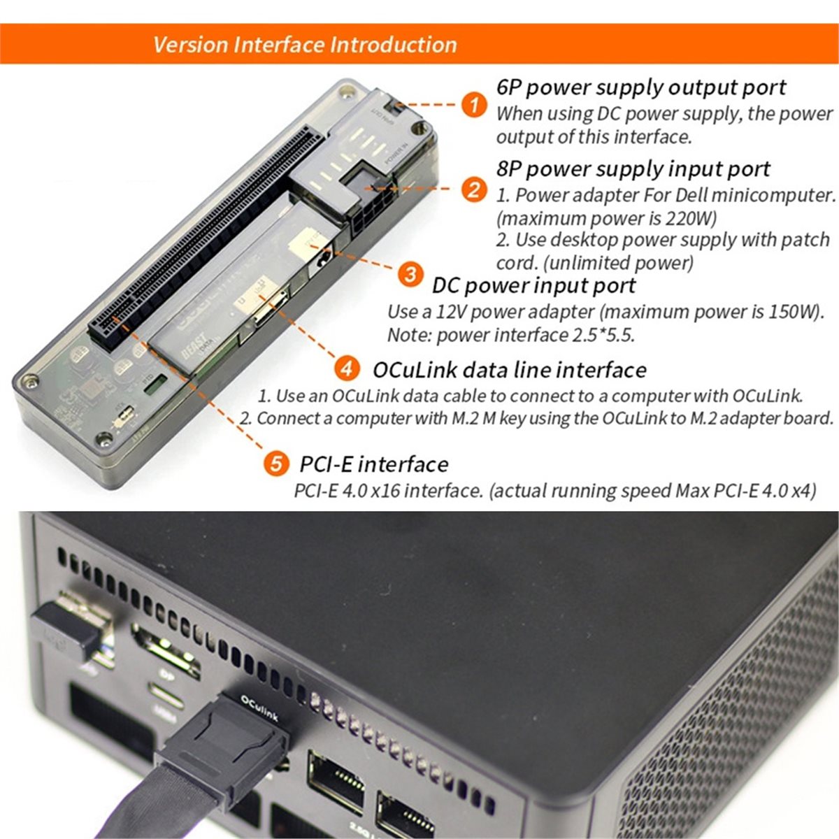 External Gpu Dock Pcie 4.0 Oculink - Promoción: Base OCuLink para GPU con